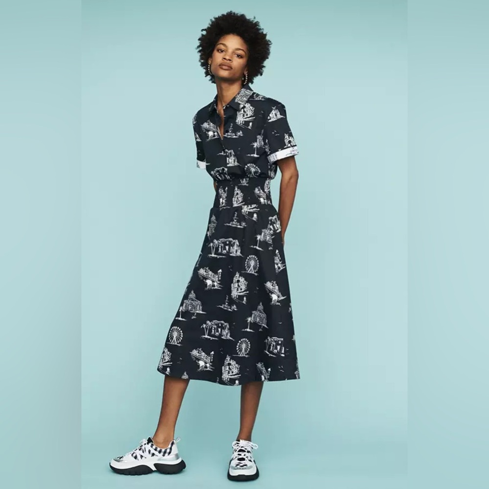 Maje Black and White Printed Dress